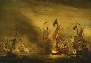 VELDE, Willem van de, the Younger The burning of the Royal James at the Battle of Solebay Sweden oil painting artist